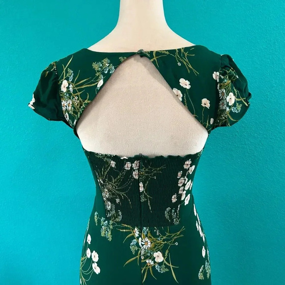 Reformation Rosi Dress Color Buena Green Sweetheart Neck Cut Out Back Size 4 - Picture 5 of 7